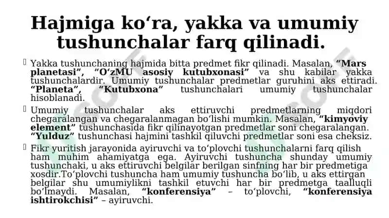 Tafakkur shakllari: tushuncha, hukm va xulosa 5