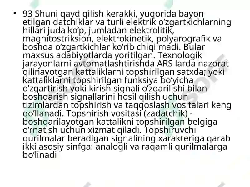 AVTOMATLASHTIRISHNING TEXNIK VOSITALARI VA RAQAMLI AVTOMATIKA 5