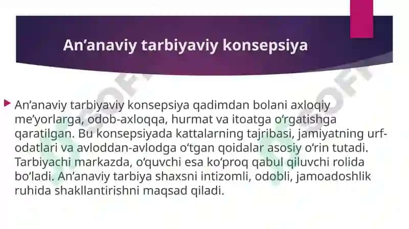 Tarbiyaviy konsepsiyalarni oʻrganish va tahlil yetish 5