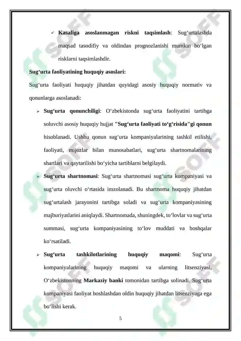 Sug‘urtalash — iqtisodiy risklarni minimallashtirish 5
