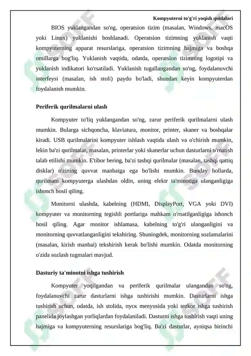 Kompyuterni to'g'ri yoqish, o'chirish va texnik xizmat ko'rsatish qoidalari 5