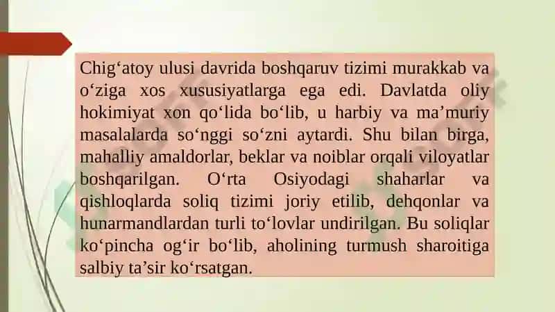 O'rta Osiyo Chig'atoy ulusi davrida 5