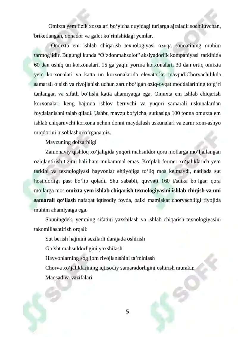 Omixta yem ishlab chiqarish texnologiyasi 5