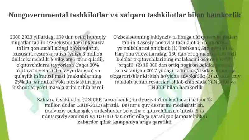 Inklyuziv ta'limning me'yoriy-huquqiy bazasini tahlil qilish 5