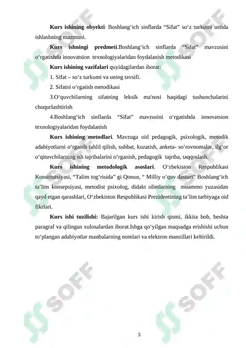 BOSHLANG‘ICH SINFLARDA “SIFAT” MAVZUSINI O‘RGATISH METODIKASI 5