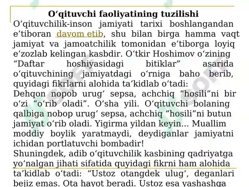 Oʻqituvchi kasbining tarixiy taraqqiyoti va uning jamiyatda tutgan oʻrni. Pedagogik fikr tarixi va maktab amaliyotida oʻqituvchi mahorati masalalari 5