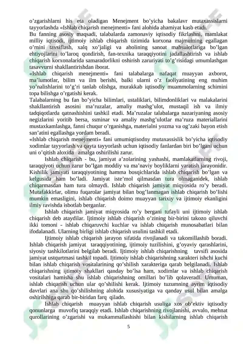 Ishlab chiqarish menejmenti 5