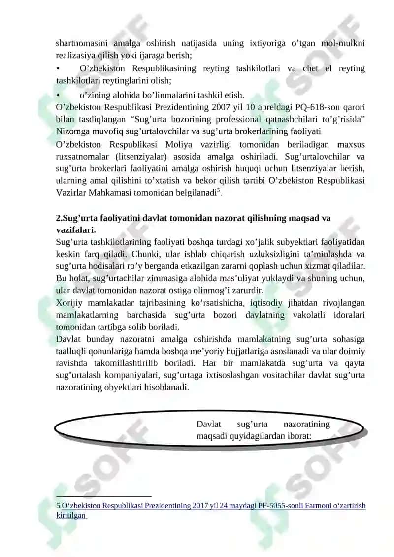 Sug’urta faoliyatining nazariy-huquqiy asoslari 5
