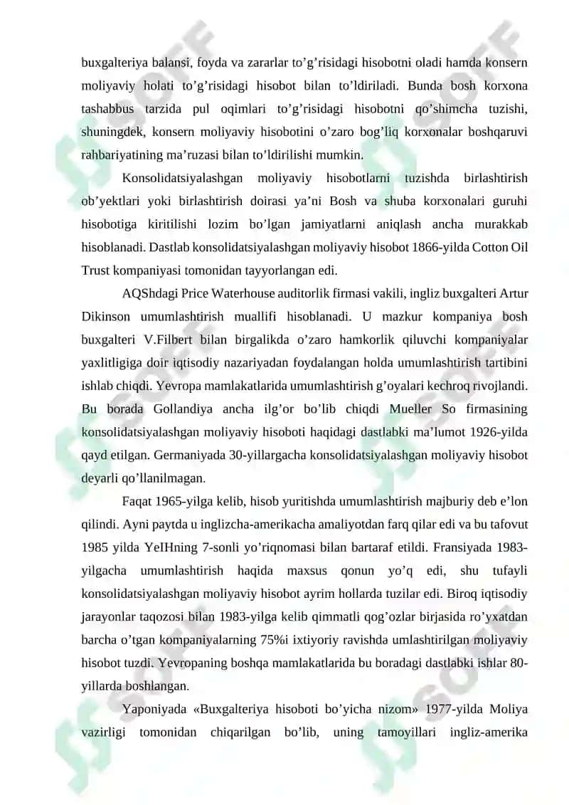 KONSOLIDATSIYALASHGAN MOLIYAVIY HOLAT TOʻGʻRISIDAGI HISOBOT TUZISH VA GUDVIL 5