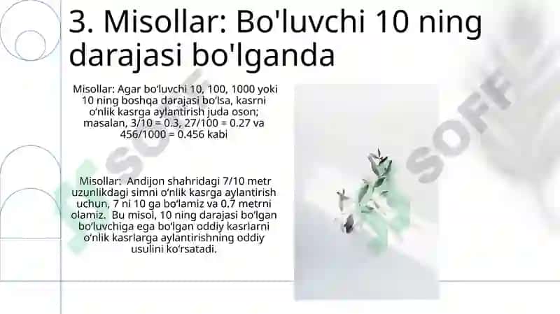Oddiy kasrni o'nli kasrlarga aylantirish 5