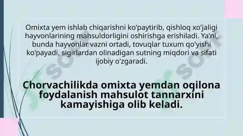 Omixta yemning tarkibini va to’yimliligini o’rganish 5