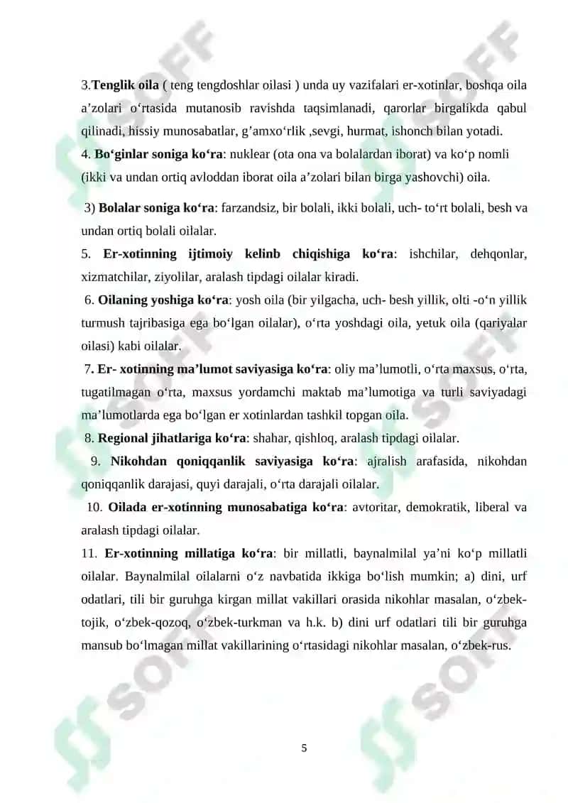 YOSH OILA TUSHUNCHASI, ASOSIY MUAMMOLARI VA ULAR BILA IJTIMOIY ISHNING ASOSIY YO‘NALISHLARI 5