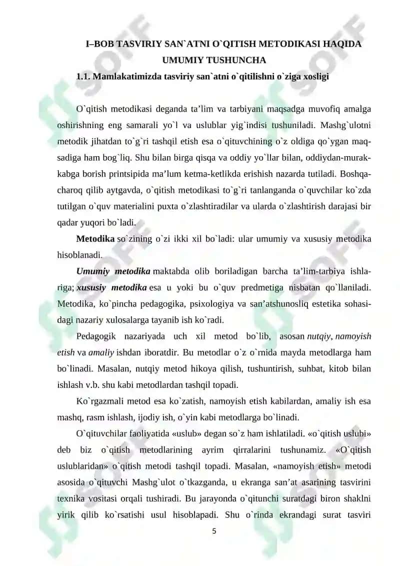 TASVIRIY SAN`ATNI O`QITISH METODIKASI HAQIDA UMUMIY TUSHUNCHA 5