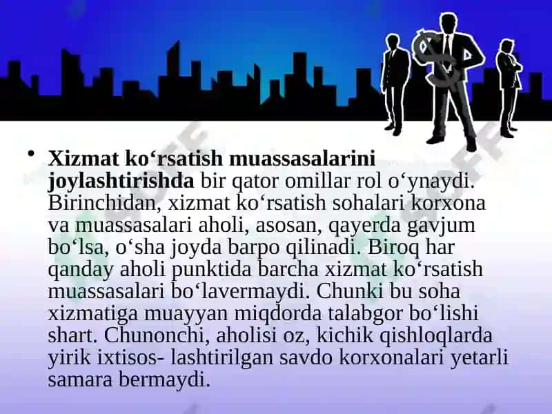 Aholigaxizmat ko‘rsatish sohasi geografiyasi 5