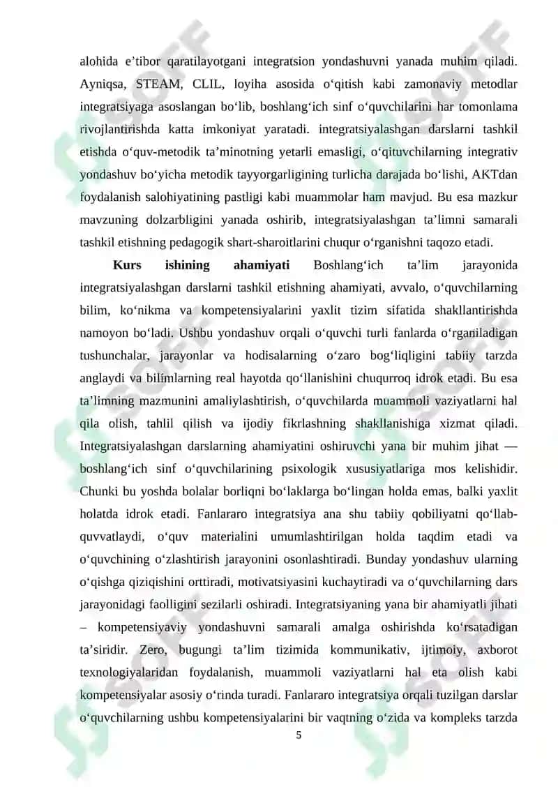 Boshlanģich sinflarda integratsiyalashgan darslarni tashkil etishning pedagogik shart sharoitlar 5