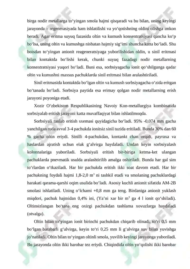 Sianli eritmalardan oltinni sorbsiya usulida ajratish 5