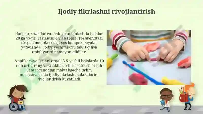 Maktabgacha yoshdagi bolalarni applikatsiya ishlariga o'rgatish 5