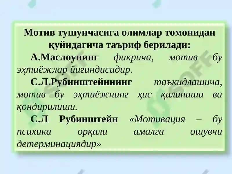 Motivatsiya va Faollik 5