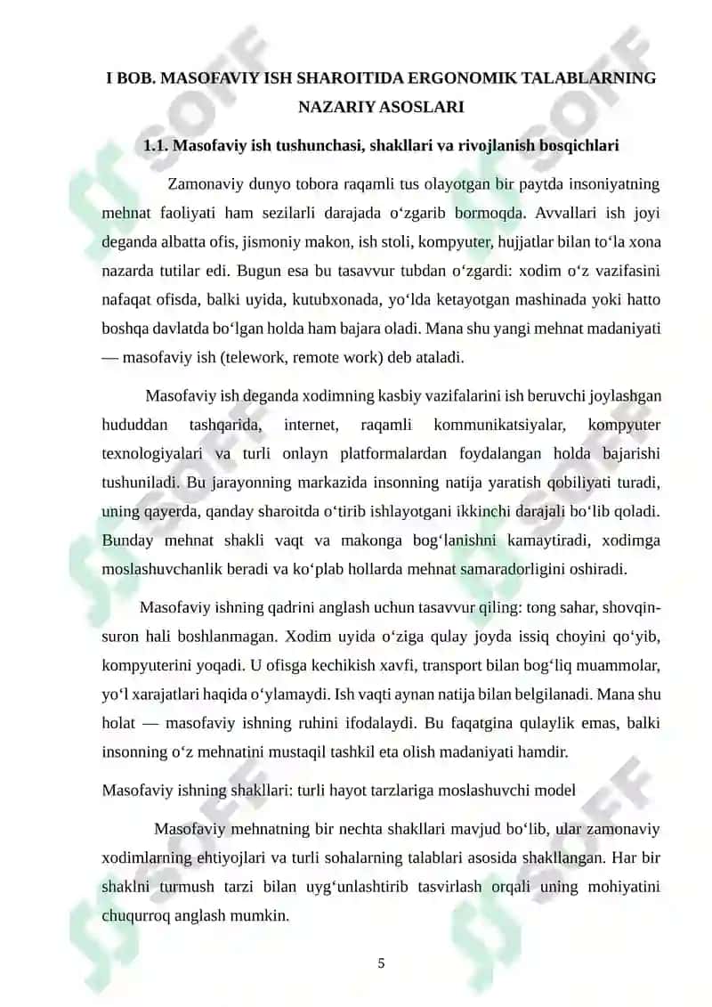 Masofaviy ish sharoitida ergonomik qoidalar va ularni joriy etish 5
