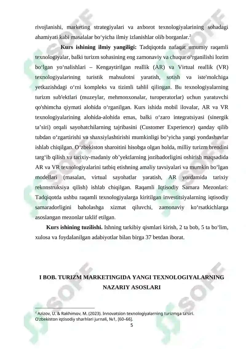 Turizm marketingida yangi texnalogiyalar: AR,VR va mobil ilovalar’’ 5