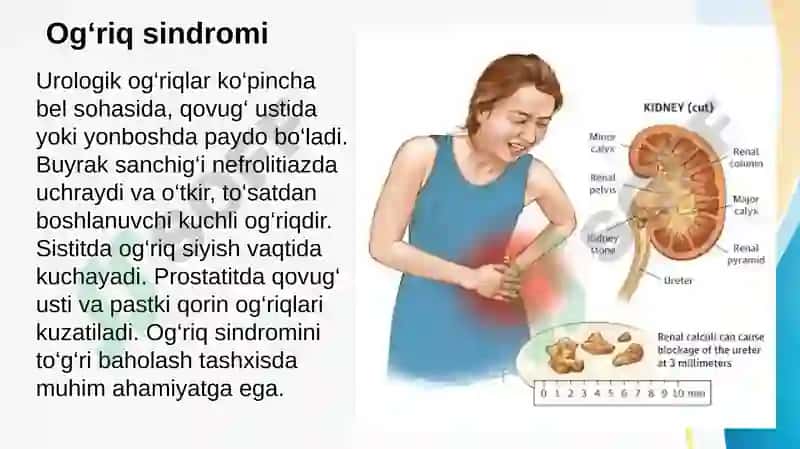 Urologik kasalliklar simptomlari, tashxislash usullari, davolash va asoratlari 5