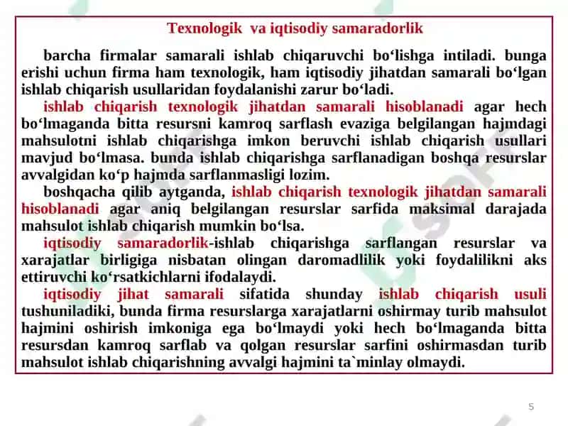 Ishlabchiqarish 5