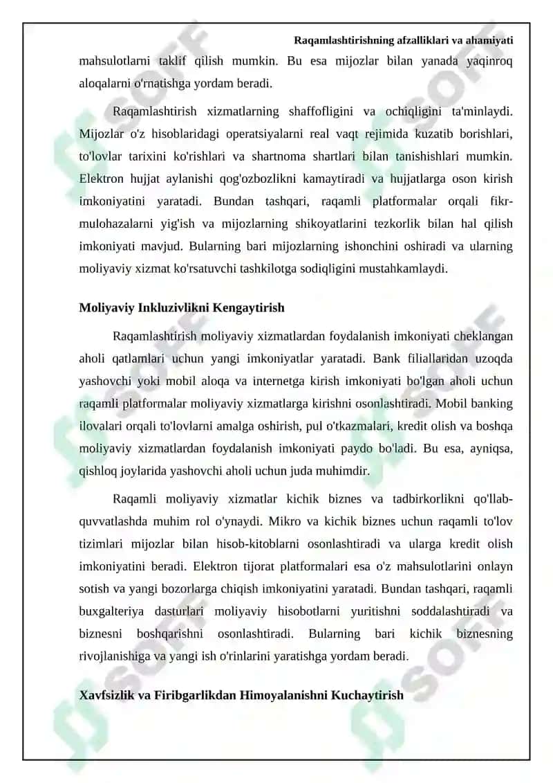 Raqamlashtirishning afzalliklari va ahamiyati 5