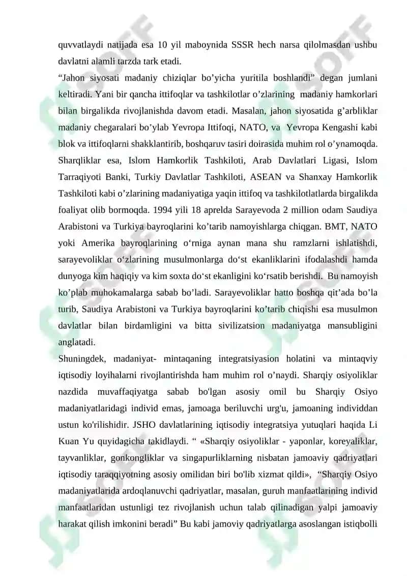 Samuel Fillips Hantingtonning “Sivilizatsiyalar to’qnashuvi” asari tahlili 5