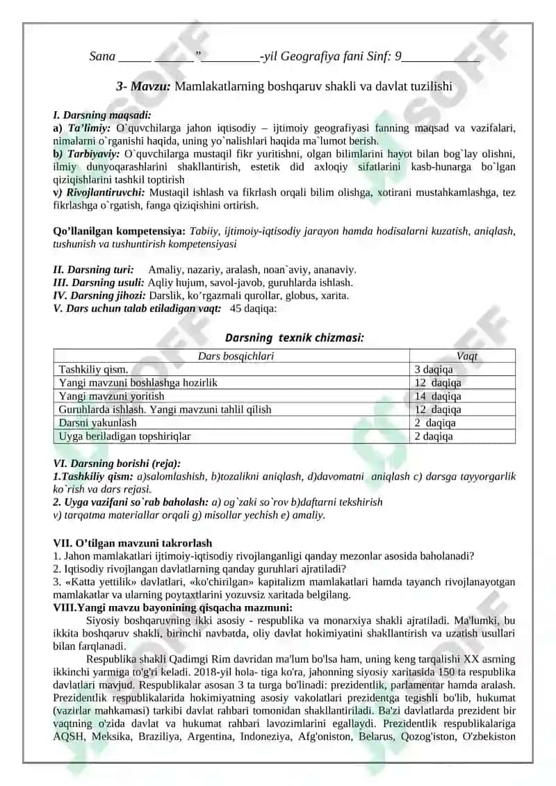 Geografiya fanining siyosiy xaritasi 5