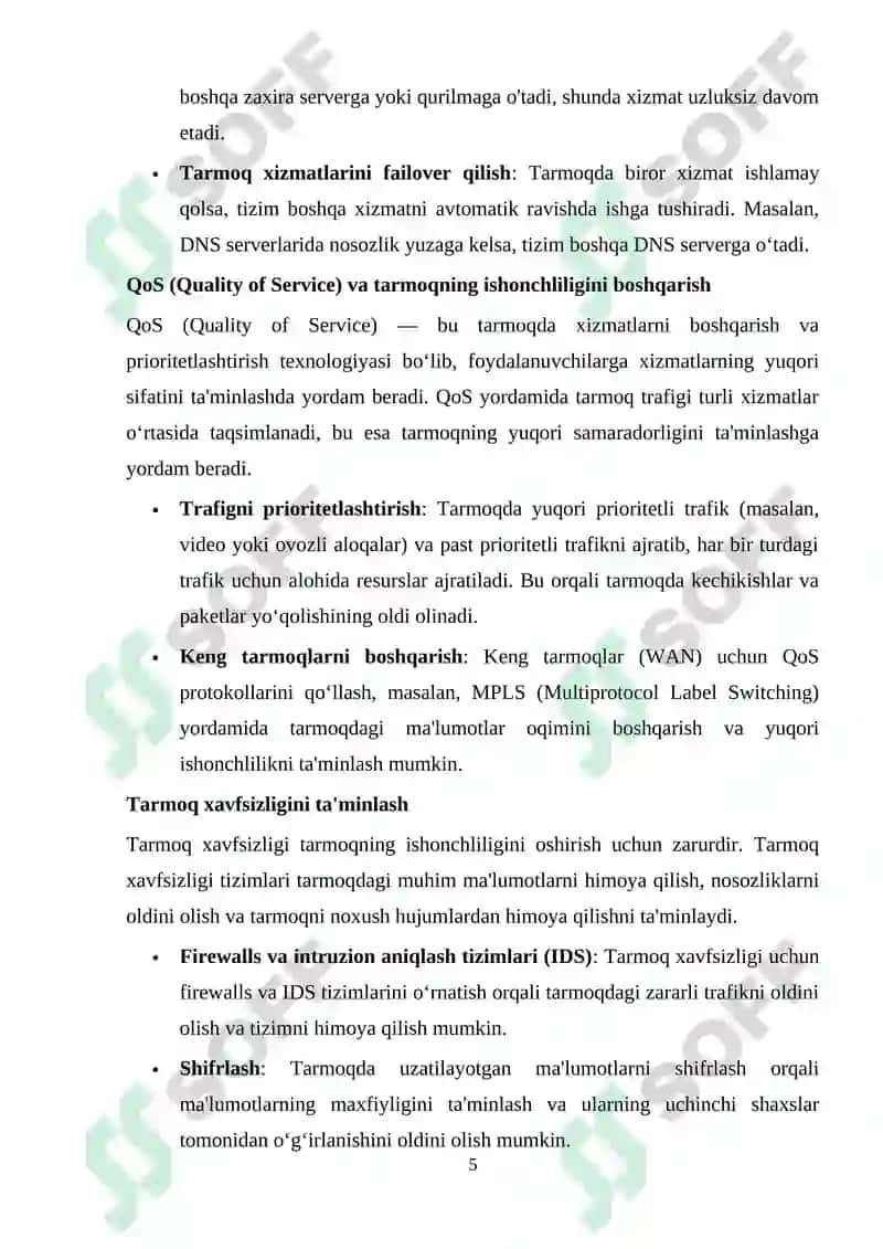 Ma’lumotlar Uzatish Tarmoqlari 5
