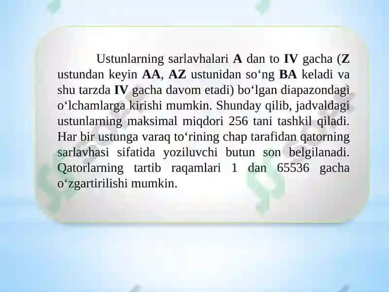 MS Excel dasturi 5