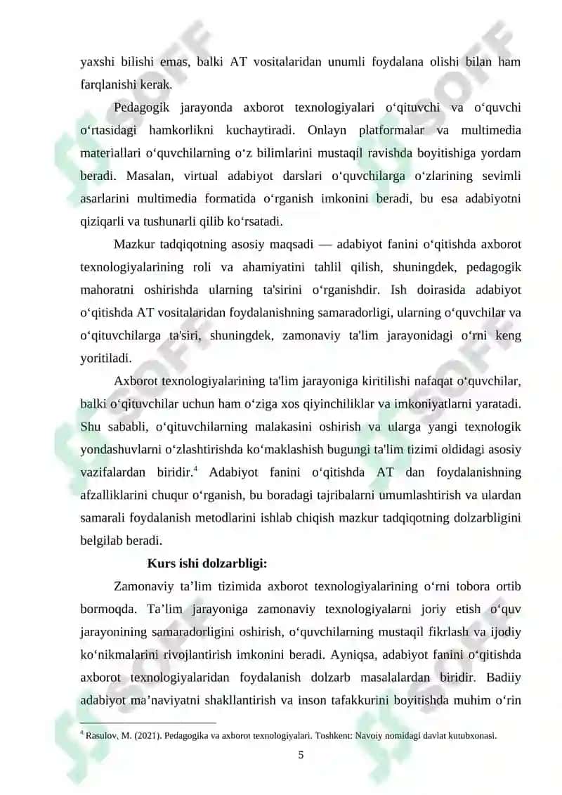 Adabiyot fanini oʻqitishda axborot texnologiyalaridan foydalanish pedagogik mahoratni oshirish omili 5