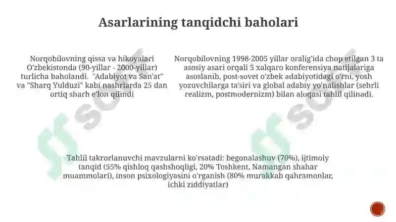 Normurod Norqobilovning qissalari tahlili 5
