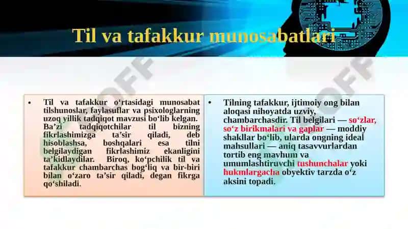 TIL VA TAFAKKUR, LISON VA NUTQ MUNOSABATI 5