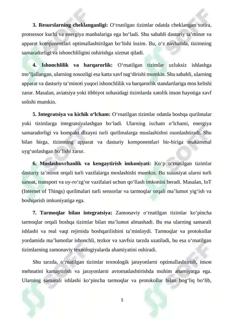 O‘rnatilgan Tizimlar va Protokollar 5