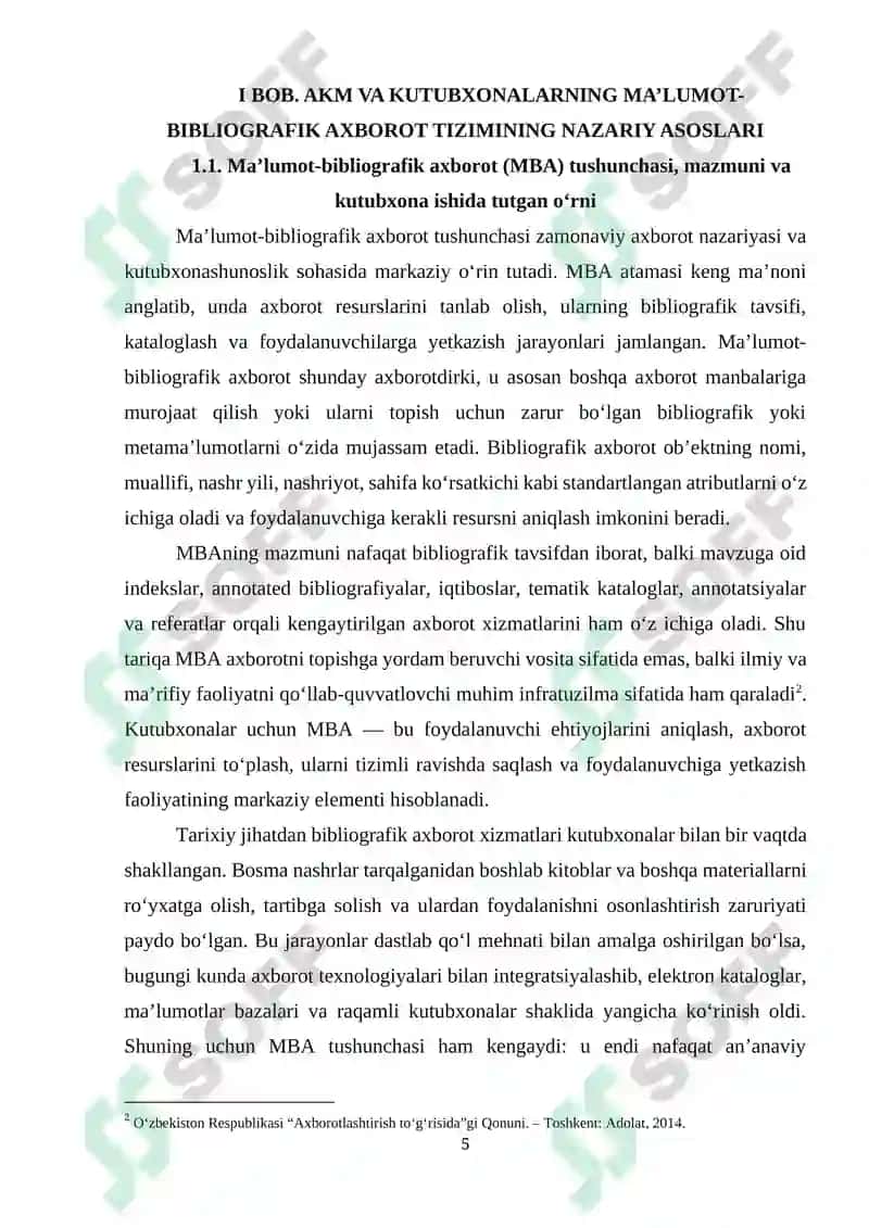 AKM va kutubxonalarning MBA (ma'lumot bibliografik axborot)tashkil etish va takomillashtirish 5