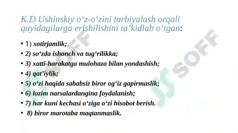 O‘Z-O‘ZINI TARBIYALASH VA O‘Z USTIDA ISHLASH. PEDAGOGIKA TAJRIBANI TO‘PLASH TIZIMI 5