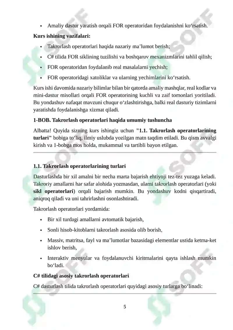 FOR TAKRORLASH OPERATORI 5