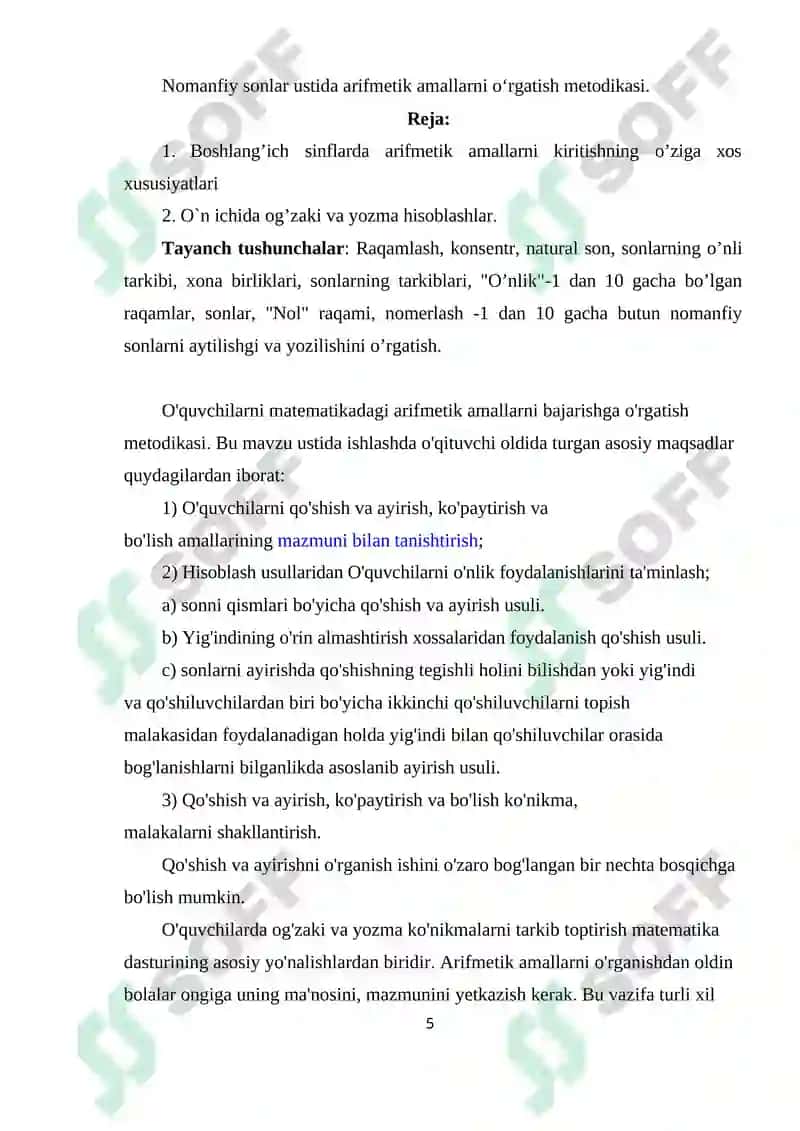 YUZ ICHIDA KO`PAYTIRISH VA BO`LISHGA O`RGATISH METODIKASI 5
