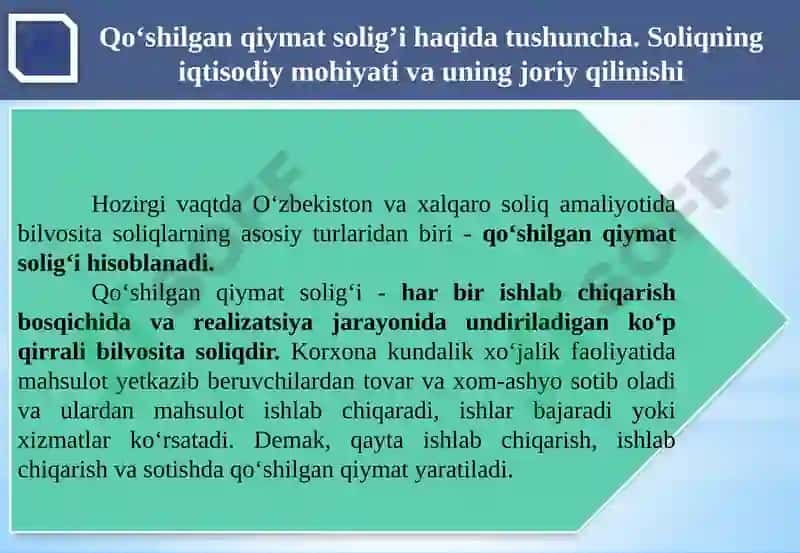 Qo‘shilgan qiymat solig‘ini hisoblash tartiblarining o‘ziga xos xususiyatlari 5