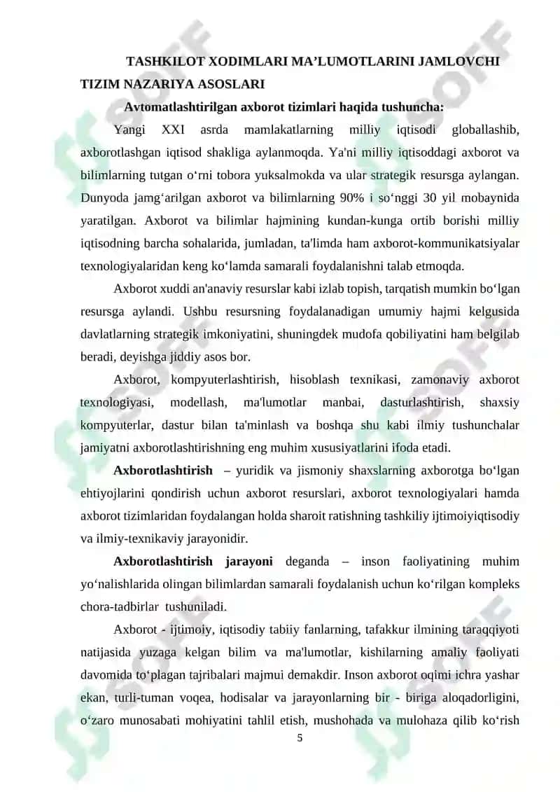 Tashkilot xodimlari ma'lumotlarini jamlovchi tizim 5