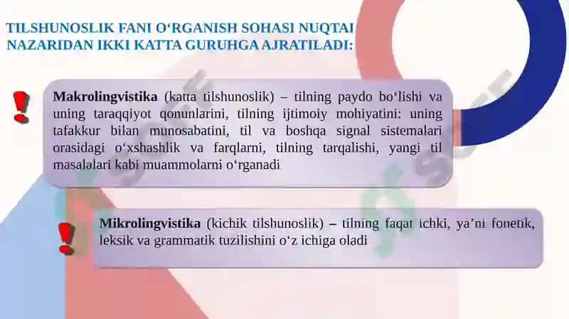 Tilshunoslik fanining o'rganish obyekti 5