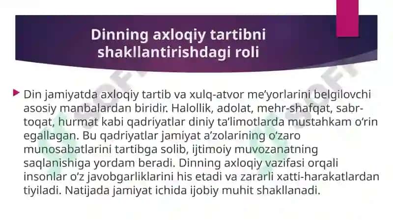 Dinning jamiyatdagi integrativ va dezintegrativ funksiyalari 5