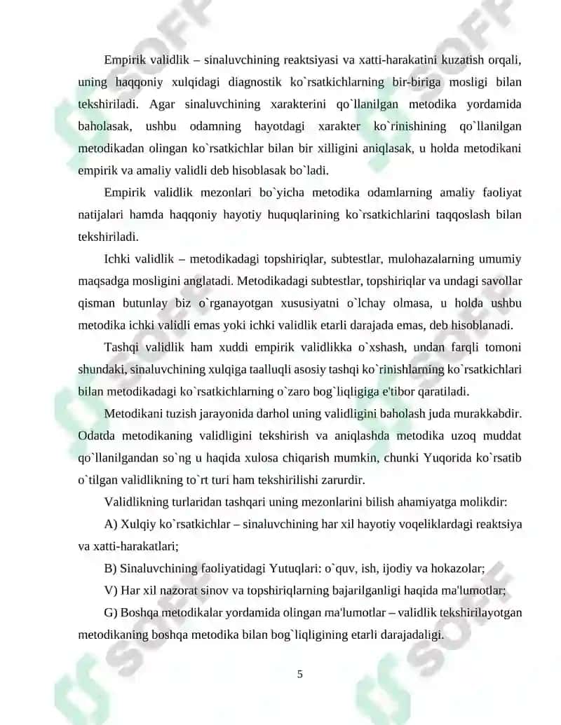 Amaliy topshiriq xarakteriga ko'ra psixodiagnostik metodikalar klassifikatsiyasi 5