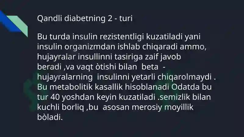 Qandli diabetda qòllaniladigan dori vositalari 5