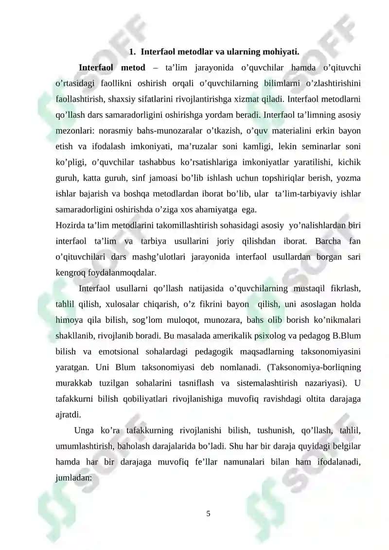 DARS JARAYONLARIDA INTERFAOL METODLAR VA ULARDAN FOYDALANISHNING AHAMIYATI 5