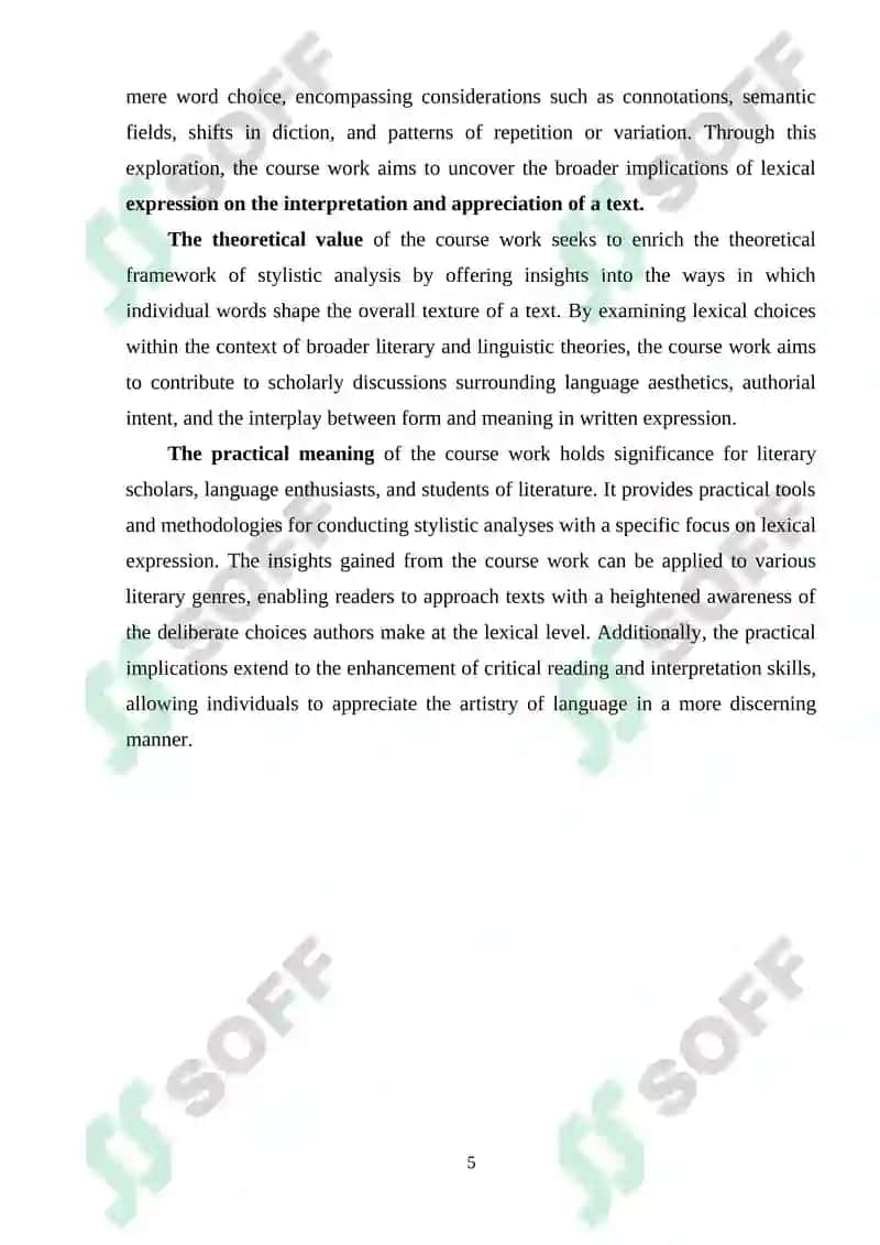 A STYLISTIC ANALYSIS WITH A FOCUS ON LEXICAL EXPRESSION 5