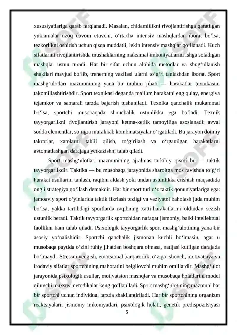Sport mashg'ulotlarining metodologik asoslari 5