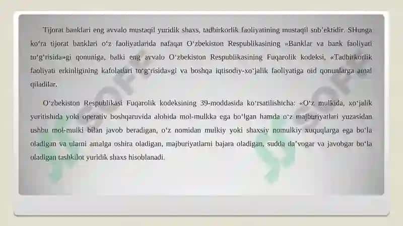 TIJORAT BANKLARI FAOLIYATINING HUQUQIY ASOSLARI 5