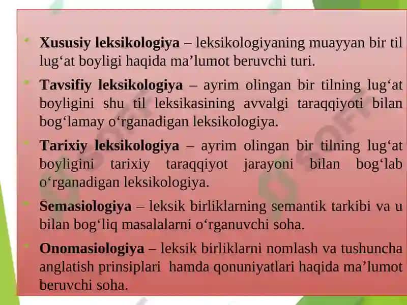 Hozirgi o‘zbek adabiy tilining leksik sathi va leksikologiyasi 5